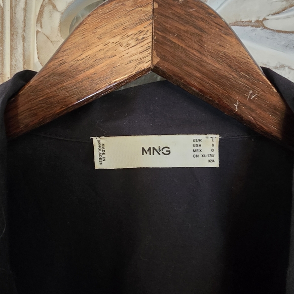 Mango Women’s Shirt Belted Button Up Navy Blue Midi Dress 8 - Picture 3 of 9